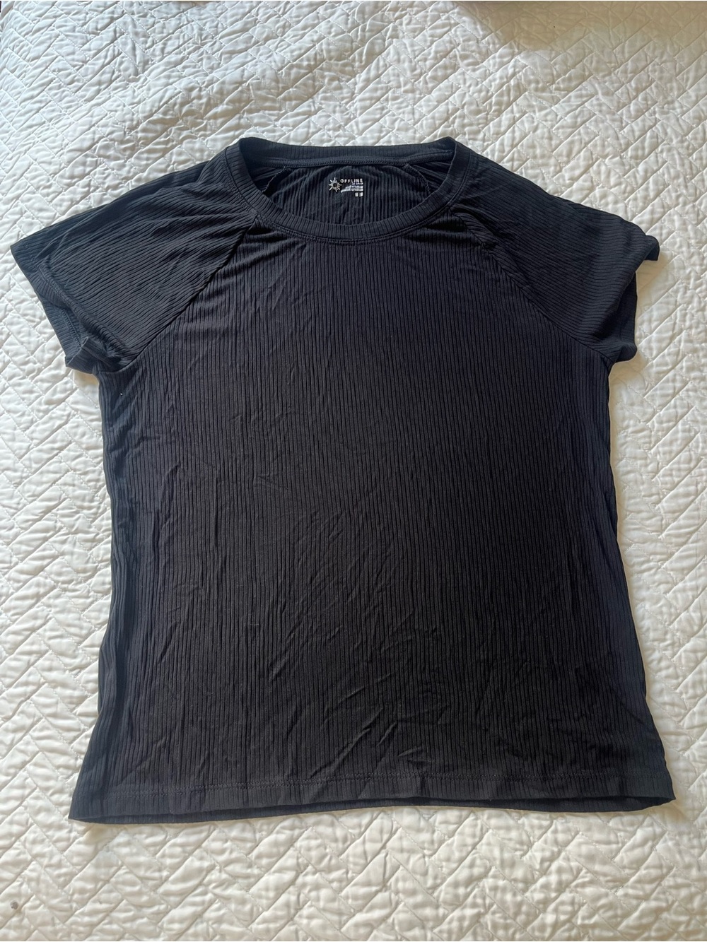 Aerie Offline Black Ribbed Tee
